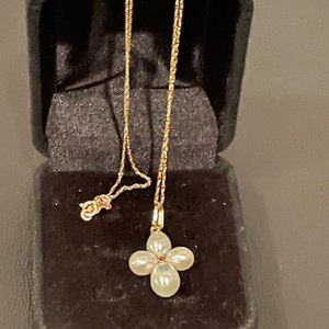 Vintage - 14K gold necklace with pearl pendant -Jacmel Jewelry Inc.